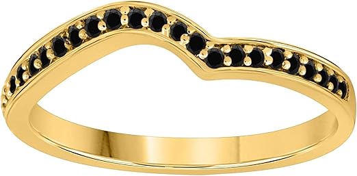 AoneJewelry 0.25 Carat Black Diamond Curved Wedding Band In 10K Solid Rose Gold, Best Valentinesday Gift