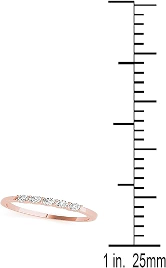 AoneJewelry Five Stone 0.25 Carat Diamond Engagement Wedding Band In 10K Solid Rose, White & Yellow Gold, Best Valentinesday Gift