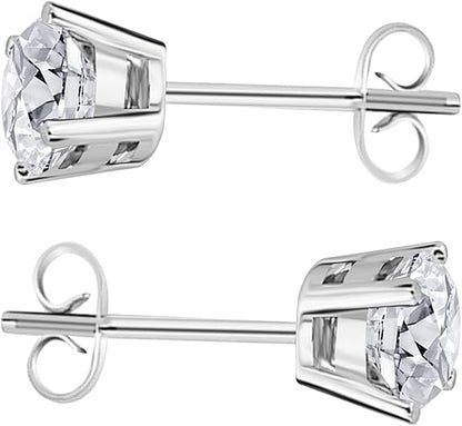 AoneJewelry 0.50 CTW Round Diamond Solitaire Stud Earrings In 14K White Gold, Best Valentinesday Gift