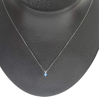 AoneJewelry 0.25Ct Heart Blue Topaz Pendant in 14k White Gold (4 mm), Best Valentinesday Gift