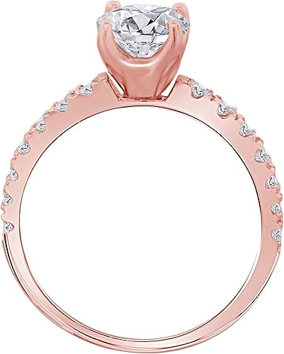 Aonejewelry IGI Certified 1.50 Carat Beautiful Natural Center And Side White Diamond Engagement Wedding Ring Crafted In 14K Solid Rose White And Yellow Gold For Woman, Best Valentinesday Gift