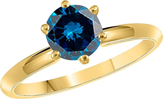 Aonejewelry 0.50 Carat Blue Diamond Solitaire Ring In 10K Solid Rose, White & Yellow Gold, Best Valentinesday Gift