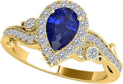 1.00 Carat 10K Diamond And Tanzanite Ring In Solid Yellow & White Gold, Best Valentinesday Gift