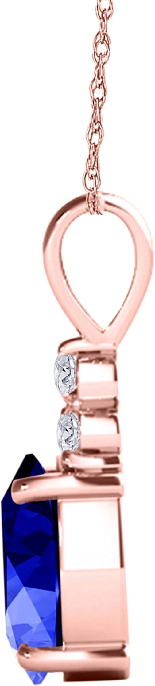 1.85 Carat Oval Shape Created Gemstone With Natural Diamonds Pendant Necklace For Woman Crafted In 14k Rose White And Yellow Gold With 18" Gold Plated Over 925 Sterling Silver Box Chain