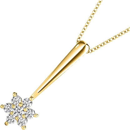 AoneJewelry 0.15 Carat Natural White Diamond Star Pendant Necklace For Woman Crafted In 14k Rose White And Yellow Gold With 18" Gold Plated Over 925 Sterling Silver Box Chain