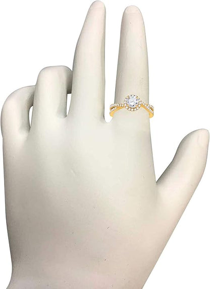 Aonejewelry 1.00 Carat 18K Solid Yellow Gold Diamond Halo Engagement Ring, Best Valentinesday Gift