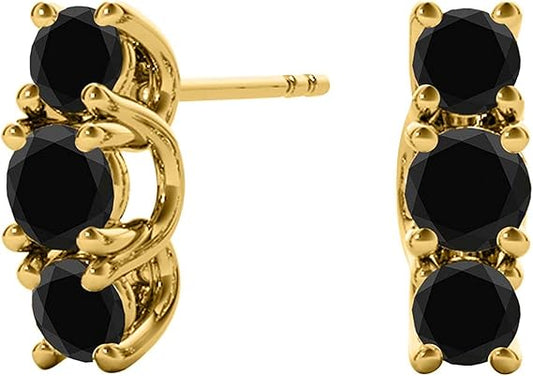 AoneJewelry1.50 Carat Natural Black Diamond 14K Gold Stud Earrings for Women For Women's Prong-Setting Gemstone Wedding Jewelry Collection