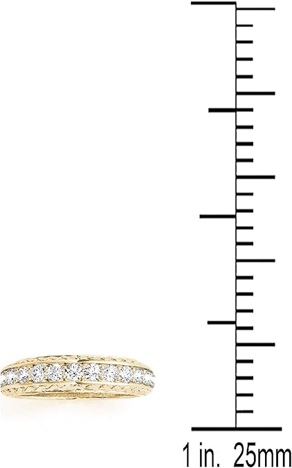 AoneJewelry 1/2 Carat Diamond Wedding Band Finished With 14K Solid Yellow Gold, Best Valentinesday Gift