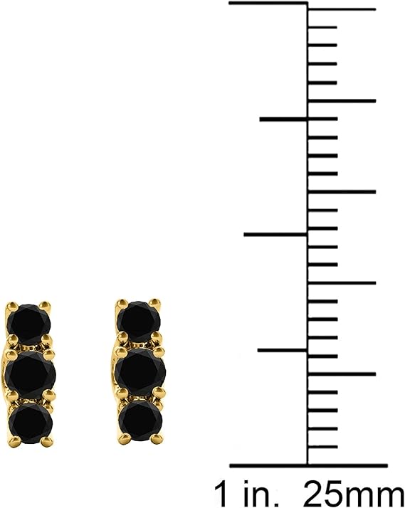 AoneJewelry1.50 Carat Natural Black Diamond 14K Gold Stud Earrings for Women For Women's Prong-Setting Gemstone Wedding Jewelry Collection