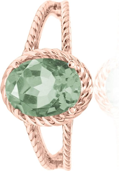 Aonejewelry 1.25 Carat Green Amethyst Oval Shape Ring In 10K Solid Rose, White & Yellow Gold, Best Valentinesday Gift