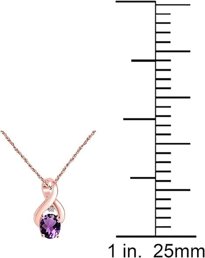 1.25 Carat Oval Shape Gemstone In Center With Side Diamond & Design Pendant Necklace For Woman Crafted In 10k Rose Gold With 18" Gold Plated Over 925 Sterling Silver Box Chain