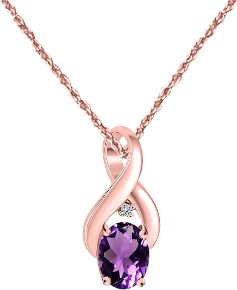 1.25 Carat Oval Shape Gemstone In Center With Side Diamond & Design Pendant Necklace For Woman Crafted In 10k Rose Gold With 18" Gold Plated Over 925 Sterling Silver Box Chain