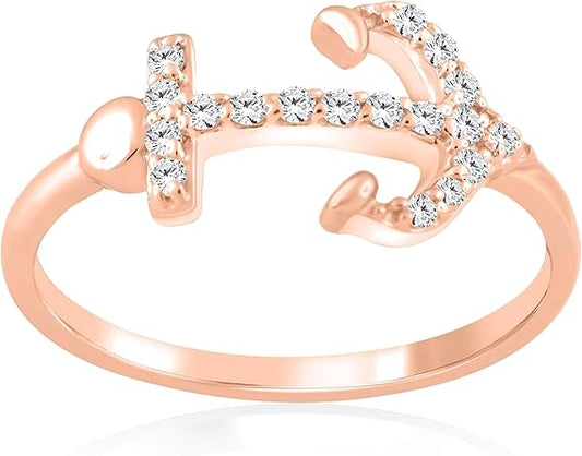 Aonejewelry 0.20 Ct. Diamond Arrow Shape Ring In 10K Solid Rose, White & Yellow Gold, Best Valentinesday Gift