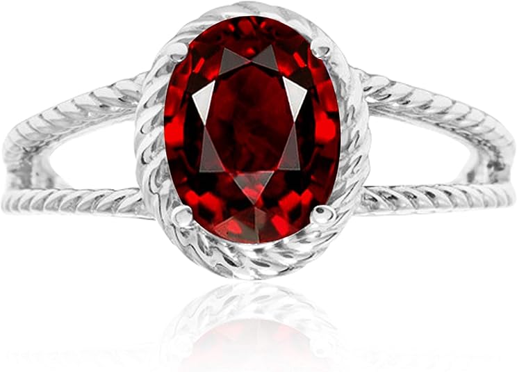 Aonejewelry 1.25 Carat Garnet Oval Shape Ring In 10K Solid Rose, White & Yellow Gold, Best Valentinesday Gift