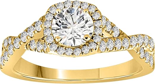 Diamond Engagement Ring For Women 1 Carat Round Shape White Diamond Prong Setting 65 Stone Engagement Aniversary Ring In 14K Solid Rose, White & Yellow Gold By AoneJewelry Collection