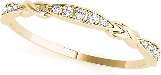 Aonejewelry 10K Round Diamond Wedding Band In Solid Rose, White & Yellow Gold, Best Valentinesday Gift