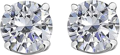 AoneJewelry0.25 CaratsW Round White Diamond Solitaire Stud Earrings for Women In 14K White Gold Prong-Setting Gemstone Wedding Jewelry Collection