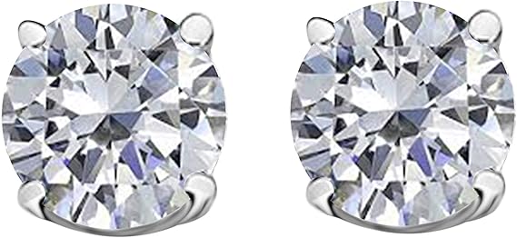 AoneJewelryIGI Certified 1.00 CaratsW Round White Diamond Solitaire Stud Earrings for Women In 14K White Gold Prong-Setting Gemstone Wedding Jewelry Collection