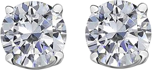 AoneJewelryIGI Certified 0.75 CaratsW Round White Diamond Solitaire Stud Earrings for Women In 14K White Gold Prong-Setting Gemstone Wedding Jewelry Collection