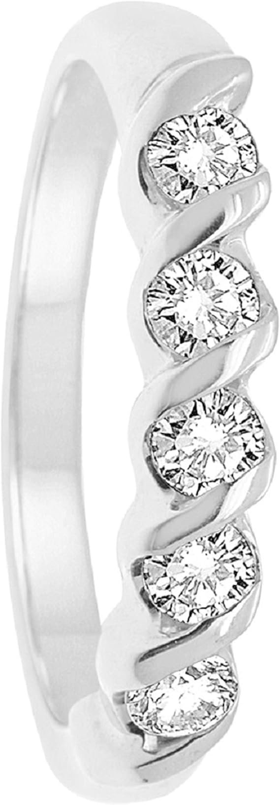 1/4 Carat Diamond Wedding Band In 10K Solid White & Yellow Gold, Best Valentinesday Gift