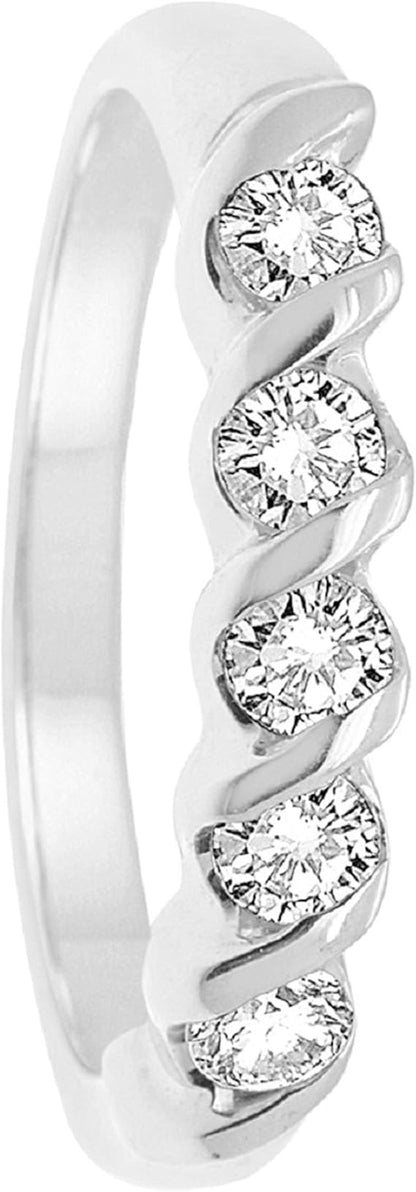 1/4 Carat Diamond Wedding Band In 10K Solid White & Yellow Gold, Best Valentinesday Gift