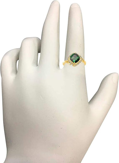 Aonejewelry 2.35 Carat Halo Diamond Emerald Ring In 10K Solid Rose, White & Yellow Gold, Best Valentinesday Gift