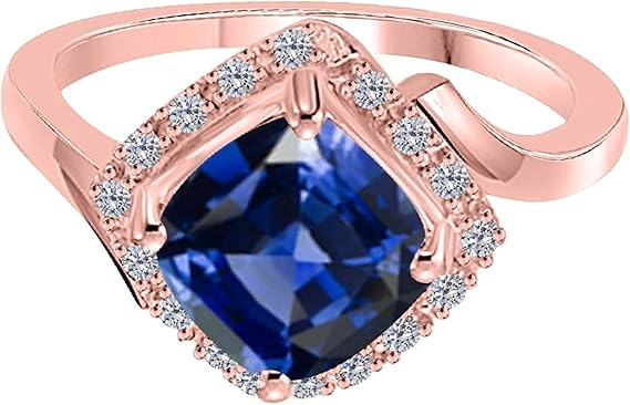 Aonejewelry 2.35 Carat 10K Rose, White & Yellow Gold Tanzanite Halo Diamond Ring, Best Valentinesday Gift