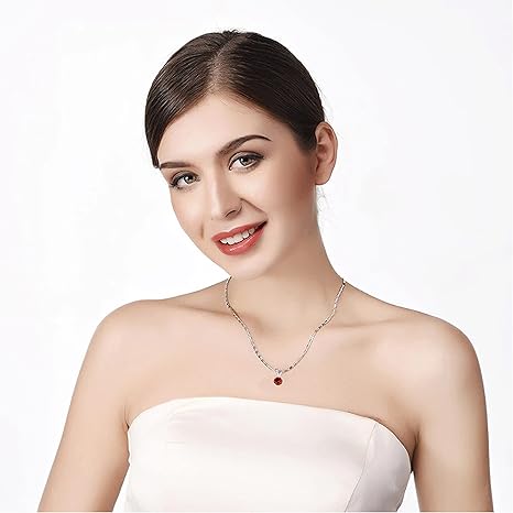 Pendant Necklace for Women | 14k White gold 0.80 Carat 1 stone Round cut Prong setting 18" Silver Box Chain Necklace Wedding Jewelry Collection