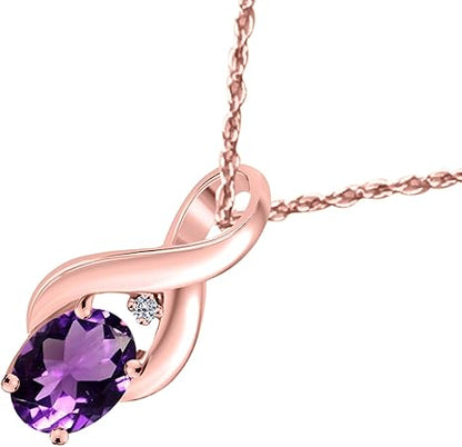 1.25 Carat Oval Shape Gemstone In Center With Side Diamond & Design Pendant Necklace For Woman Crafted In 10k Rose Gold With 18" Gold Plated Over 925 Sterling Silver Box Chain