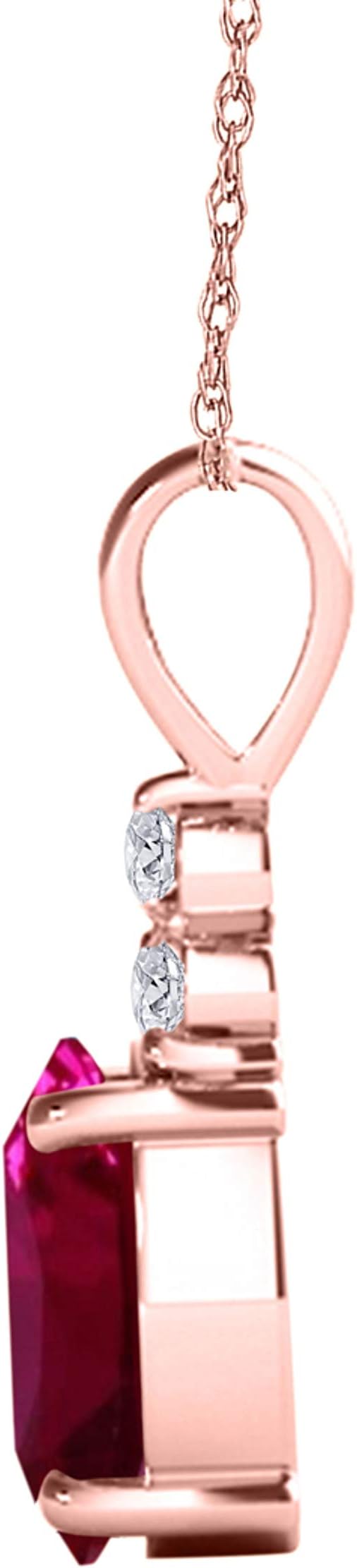 1.85 Carat Oval Shape Created Gemstone With Natural Diamonds Pendant Necklace For Woman Crafted In 14k Rose White And Yellow Gold With 18" Gold Plated Over 925 Sterling Silver Box Chain