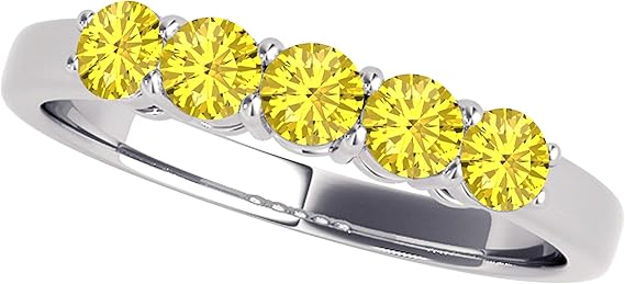 Aonejewelry 10K Solid Rose, White & Yellow Gold Five Stone Engagement Ring For Women's, Best Valentinesday Gift