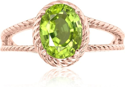 Aonejewelry 1.25 Carat Peridot Oval Shape Ring In 10K Solid Rose, White & Yellow Gold, Best Valentinesday Gift