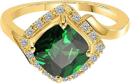 Aonejewelry 2.35 Carat Halo Diamond Emerald Ring In 10K Solid Rose, White & Yellow Gold, Best Valentinesday Gift