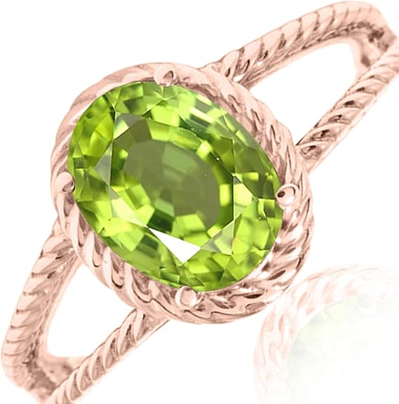 Aonejewelry 1.25 Carat Peridot Oval Shape Ring In 10K Solid Rose, White & Yellow Gold, Best Valentinesday Gift