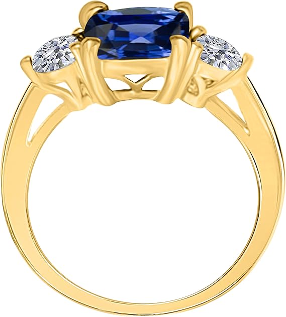 Aonejewelry Diamond And Tanzanite Three stone Ring 2.20 Carat In 10K Solid Rose, White & Yellow Gold, Best Valentinesday Gift