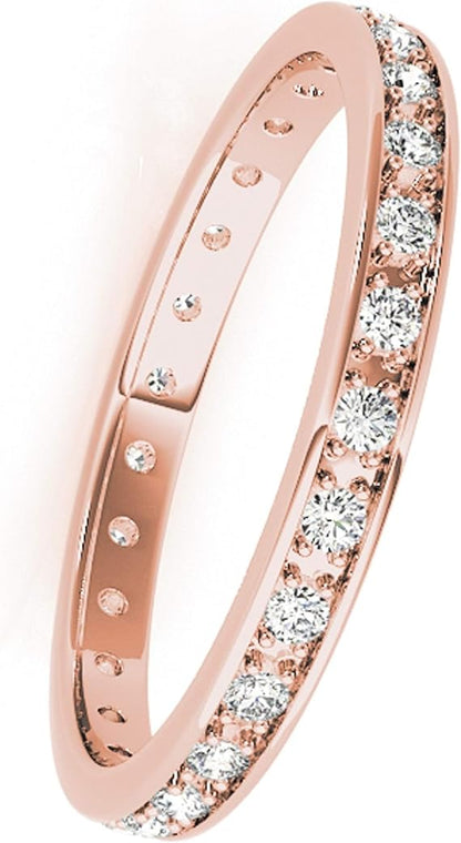 Diamond Eternity Wedding Band In 10K Solid White, Yellow & Rose Gold, Best Valentinesday Gift