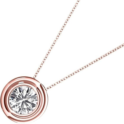 AoneJewelry 0.50 Carat Natural White Diamond Solitaire Bazel- Set Pendant Necklace For Woman Crafted In 14k Rose White And Yellow Gold With 18" Gold Plated Over 925 Sterling Silver Box Chain