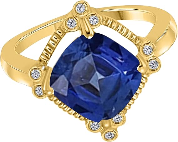 Aonejewelry Sapphire And Diamond Ring 2.85 Carat In 10K Solid Rose, White & Yellow Gold, Best Valentinesday Gift