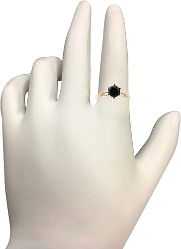 0.50-3.00 Carat 10K Yellow Gold Solitaire Black Diamond Engagement Ring, Best Valentinesday Gift