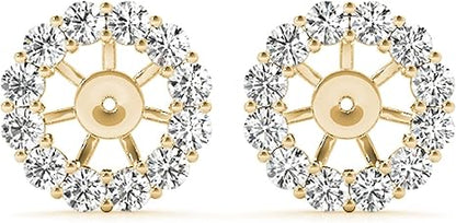 Diamond Earring Removable Jacket Stud For Women 0.75 Carat Lab Created Brilliant Round 24 Stone Side Round Diamonds Stud Without Center Stone In 14K Solid Rose White Yellow Gold By Aone Jewelry