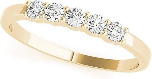 Aonejewelry 0.25 Carat Diamond Five Stone Engagement Ring In 10K Solid Rose, White & Yellow Gold, Best Valentinesday Gift