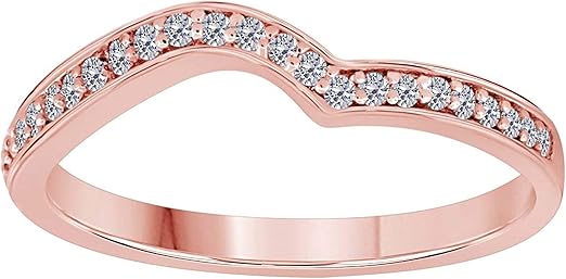 Aonejewelry 0.25 Carat Black Diamond Curved Wedding Band In 10K Solid Rose, White & Yellow Gold, Best Valentinesday Gift