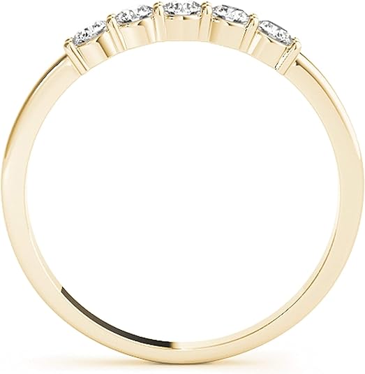 AoneJewelry Five Stone 0.25 Carat Diamond Engagement Wedding Band In 10K Solid Rose, White & Yellow Gold, Best Valentinesday Gift
