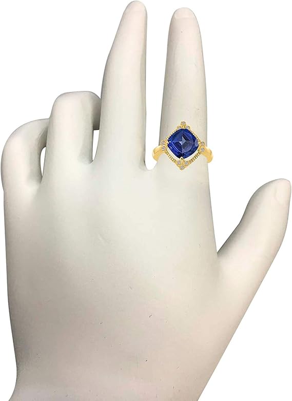 Aonejewelry Sapphire And Diamond Ring 2.85 Carat In 10K Solid Rose, White & Yellow Gold, Best Valentinesday Gift