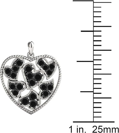 0.25 Carat Natural Round Black Diamond Heart Shape Pendant Necklace For Women In 10K Rose, Yellow and White Gold With Sterling Silver 18" Box Chain