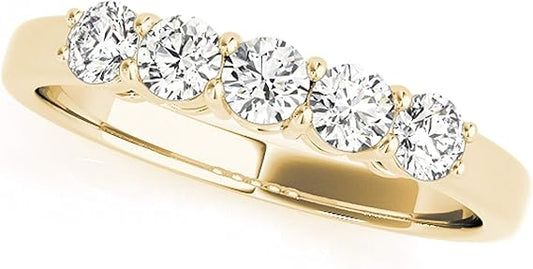 Aonejewelry 0.25 Carat Diamond Five Stone Engagement Ring In 10K Solid Rose, White & Yellow Gold, Best Valentinesday Gift