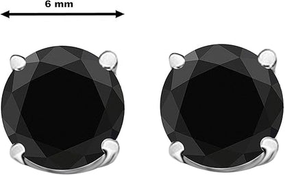 AoneJewelry2.00 CaratsW Round Black Diamond Solitaire Stud Earrings for Women In 14K White Gold Prong-Setting Gemstone Wedding Jewelry Collection