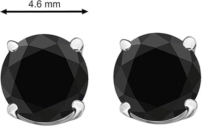 AoneJewelry0.60 CaratsW Round Black Diamond Solitaire Stud Earrings for Women In 14K White Gold Prong-Setting Gemstone Wedding Jewelry Collection