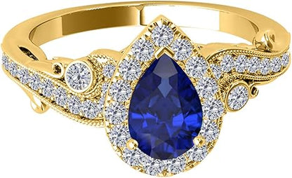 1.00 Carat 10K Diamond And Tanzanite Ring In Solid Yellow & White Gold, Best Valentinesday Gift