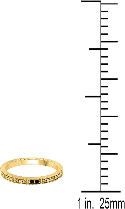 Aonejewelry Black Diamond Hand-Crafted Wedding Band In 10K Solid Rose, White And Yellow Gold, Best Valentinesday Gift